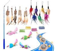 WOWF Interactive Cat Toys (24 Pack), Speedy Tail 2.0, Silvervine Sticks - Feather Mouse for Kittens