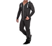 WowFab Mens New Jumpsuit Fleece Pyjamas Tracksuit Onesie Beautiful Elegant Playsuit Men's Onesie Overalls Hoodies Sleepwear Suit (Char-S) Charcoal
