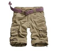 WowFab Mens New Military Multi Pockets Army Cargo Combat Twill Cotton Casual Summer and Indoor Winter Shorts (Khaki-32N-WF-MSPS)