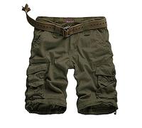 WowFab Mens New Military Multi Pockets Army Cargo Combat Twill Cotton Casual Summer and Indoor Winter Short (34-Green-WF-SPS)