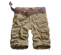 WowFab Mens New Military Multi Pockets Army Cargo Combat Twill Cotton Casual Summer and Indoor Winter Short (44-Khaki-WF-SPS)
