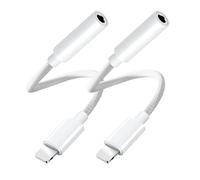 Wowfast Pack of 2 Adapter Headphones for iPhone, MFi Certified, Lightning AUX Adapter, Compatible with iPhone 14 Pro Max/14 Plus/14/13/12/11/SE/X/XS/XR/8 (Grey)