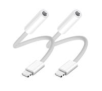 Wowfast Pack of 2 Adapter Headphones for iPhone, MFi Certified, Lightning AUX Adapter Support Calls Compatible with iPhone 14 Pro Max/14 Plus/14/13/12/11/SE/X/XS/XR/8 (White)