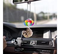 Wowfeel Sloth with Colorful Balloon Car Hanging Ornament, Animal Rear View Mirror Pendant, Home Window Hanging Decoration, Plastic, Hanging Ornament, Festive Occasions
