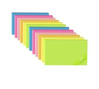 Wowivy (12 Pack) Large Sticky Notes 76 mm x 127 mm (3x5 inch), 6 Colors Bright Colors, Sticky Pads, Recyclable, Self-Stick Pads, Post on Windows Doors, Recyclable, Easy to Write on
