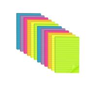 Wowivy (12 Pack) Lined Sticky Notes 4x6 in,Large Notepads with Lines,Ruled Stickies Super Sticking Power,Office School Memo Note Pads Bright Colors,Post on Windows Doors,Recyclable,Easy to Write on