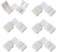 WOWLED 10-Pack 4 Pin 10mm L-Shape Strip Light Connector Clip, Right Angle Corner Connector for 5050 3528 RGB Strips Light 90 Degree Joint Solderless Adapters DC