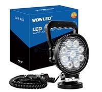 WOWLED 12V 24V 27W Round Magnetic Base LED Work Light Floodlight Offroad Driving Work Lamp Bar Flood Beam Fog Light for Car Truck Boat 4x4 IP67 Camping Light Lamp..