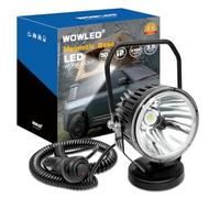 WOWLED 12V 50W 3.5 Inch Round Magnetic LED Work Light with Spotlight, Cigarette Lighter Plug, Portable, White, Aluminum Alloy, Modern Style