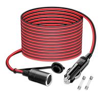 WOWLED 26FT/8m 14AWG Car Cigarette Lighter Socket Extension Cord Wire Cable with Male Plug,12V/24V Waterproof Heavy Duty Female Socket Extension Cord Charger Lead Adapter with LED, 15A Fused,180W