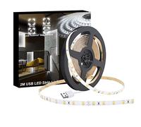 WOWLED 2M USB 5V White LED Strip Light Non-Waterproof USB Powered TV PC Back Mood Lighting, IP20 Cupboard Cabinet White Strip Light