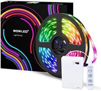 WOWLED 6.6ft (2M) RGB LED Strip Lights Powered by Battery, Multicolor Flexible Color Changing Tape Light Mood Light for TV Backlights DIY Party Home Decor