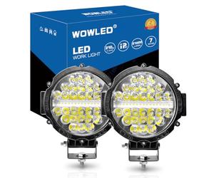 WOWLED 7 Inch Round Off Road Lights, 2 Pack LED Work Light 12V Offroad Car LED Spot Driving Lights 21000LM Pair, Truck ATV UTV RV Car Fog Tractors Spotlights Combo Beam 4x4 12V 24V