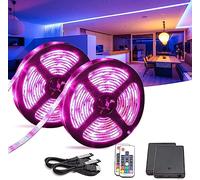 WOWLED Battery & USB 2 in 1 LED Strip Lights, 2 Pack 2m 60LED USB TV Backlights RGB Strips with RF Remote Controller, 2 Pcs Battery Powered Color Changing Lighting