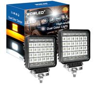 WOWLED Dual Color Square Work Light, 2 Pack 4.5 Inch 72W White and Amber Dual Color Offroad Driving LED Work Lights 4x4, Flood Spot Combo Beam Off-road Driving Lamp for Truck SUV UTE 4WD Boat 12V 24V
