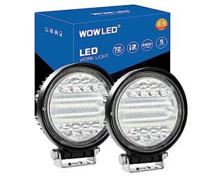 WOWLED LED Work Light, 2PCS 5" 72W Round LED Light Pods Spot Flood Combo Lights 6D Offroad Driving Work Fog Lights IP67 for Trucks Car 4x4 Camp Light