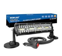 WOWLED Magnetic LED Light Bar, Super Bright 12 Inch Combo Beam Cigarette Lighter with Strong Magnets 4 Way Mount, 12V 24V Tractor Work Light for ATV Cars Trailer