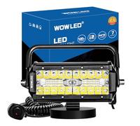 WOWLED Magnetic LED Work Light Bar - 7 Inch 120W Combo Beam Pod With Magnetic Base Mount, Portable Flood and Spot for Camping, Car, SUV, Boat, Truck Driving, Fog Lights
