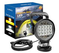 WOWLED Magnetic LED Work Light Bar - 72W Emergency Light, Amber & White, Portable for Truck, Car, Vehicle, Camping