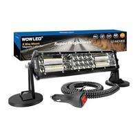 WOWLED Magnetic Light Bar, 12 Inch Portable Cigarette Lighter Magnetic Spotlight 12V for Car, Super Bright Strong Magnets Adjustable 4 Way Mount LED Work Light Bar for 4X4 ATV Boat Trailer Van Truck