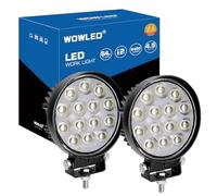WOWLED Off-Road LED Work Light 12V, 2 X 4.5Inch 64W Round High-Intensity LED Spot Lights for Trucks, 4x4, ATV, UTV, Off-Road Vehicles, Waterproof, Durable Driving Lights for Outdoor Adventures 12V 24V