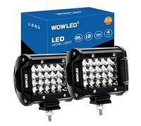 WOWLED Offroad 4 Inch Quad Row LED Pods 2 Pack, 7200LM Spot Beam 4 Rows LED Light Bar Off Road Work Light Driving Fog Lamps Car ATV UTE Truck Bar Lamp Camp Light 12V 24V DC 4X4