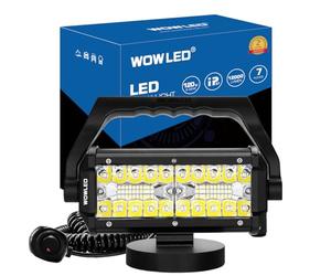 WOWLED Portable LED Work Light with Magnetic Base, 120W Super Bright Waterproof Flood & Spot Lights for Job Site, SUV, Boat, Truck, Outdoor, Camping, Car Repairing, Emergency