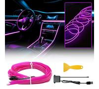 WOWLED Purple El Wire Interior Lights, USB Neon Wire Light Kit for Ambient Lighting Atmosphere, LED Strip Light Sewing Edge Decoration (3m / 5V)