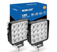 WOWLED Square LED Work Light 12V, 2 Pack 64W 12V 4X4 LED Spotlight, Waterproof Car Flood Beam Light for Tractors, Car for Offroad Driving, Boat Camper, Truck 24V