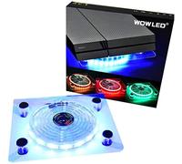 WOWLED USB RGB LED Cooler Cooling Fan Stand, Multi-Color LED Light Cooler Pad Stand Accessories Compatible with PS4, PS4 Pro, PS4 Slim, Xbox One X, Notebook, Laptop, Consoles
