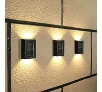 Wowlela 4Pack Solar Fence Lights Outdoor, 3000K Warm White Up and Down Solar Wall Garden Lights for House, Porch, Garage, Fence, Garden Decoration, IP65 Waterproof