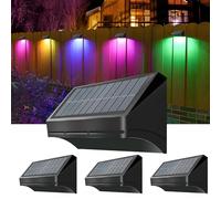 Wowlela Solar Outdoor Wall Lights, 4Pack Solar Fence Lights with Warm White/Cool White/RGB Modes, Waterproof Garden Wall Lights for Patio Decking Gate Yard Stair Decoration