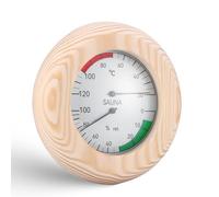 Wowlela Wooden Sauna Thermo-Hygrometer, High Accuracy 2-in-1 Sauna Thermometer & Hygrometer, Round Digital Thermometer Hygrom Sauna Accessories for Steam Room Sauna Room