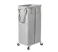 WOWLIVE 100L Rolling Laundry Hamper with Wheels Large Laundry Basket Organizer Laundry Cart with Steel Frame and Removable Bag Foldable Tall Dirty Clothes Hamper Dorm Room Storage for Bedroom (Grey)