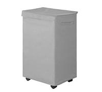 WOWLIVE 90L Large Laundry Hamper with Lid and Wheels Rolling Collapsible Laundry Basket Handle Foldable Tall Dirty Clothes Hamper Dorm Room Storage for Bedroom Bathroom, Grey