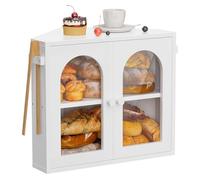 WOWLIVE Corner Bread Box for Kitchen Countertop, 2 Tier Bamboo Bread Storage Container for Homemade Bread with Clear Acrylic Door Panel, Large Bread Bin Farmhouse Breadbox Organizer (White, Medium)
