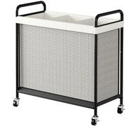 WOWLIVE Laundry Hamper 3 Section, 120L Rolling Laundry Basket with wheels and Removable Liner Bag, Laundry Sorter with Metal Handle, Large Clothes Hamper for Laundry Room, Bathroom and Dorm, Beige