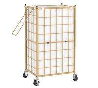 WOWLIVE Laundry Hamper with Wheels,Metal Wire Frame Rolling Laundry Basket with Removable bag,100L Dirty Clothes Hamper Organizer Dorm Room Storage for Bedroom,Bathroom,Golden
