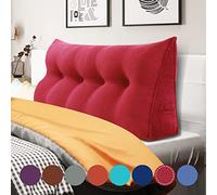 WOWMAX 100% Cotton Corduroy Headboard Pillow - Full Size Back Support Reading Wedge for Bed & Daybed, Plush Handmade Bolster Cushion with Removable Cover, Cozy Bed Rest Pillow, Red