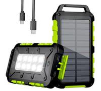 WOWMVP Solar Power Bank 10000mAh, PD22.5W USB C Portable Solar Charger Fast Charging External Battery Pack with 3 Outputs 2 Inputs and LED Light for Outdoor Phone Tablets and More