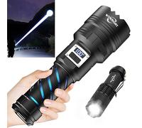 WOWNIGHT Torches LED Super Bright Rechargeable, Flashlight 1000000 Lumens Torches Battery Powered, Tactical Torch Rechargeable, Powerful Large Torch 2 Switches for Camping Dog Walking Emergency Gift