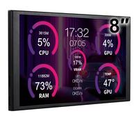 WOWNOVA 8 Inch LCD Screen Inside PC Case Screen (Desktop Mode Added), 1 Click 1 Cable to Get Started Computer Temperature Display Monitor, Sensor Panel for Inside PC Case with Screen (Black)