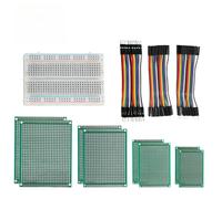 WOWOONE 8PCS Double-Sided PCB Prototyping Kit with 400-Point Breadboard & 3 Types 10cm 20Pin Jumper Wires, Compatible with Arduino and Raspberry Pi for DIY Electronics & Soldering Projects