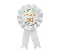 WOWOPA Dirty 30 Pin, Happy 30th Birthday Tinplate Badge, 30 Years Old Birthday White Corsage Rosette Button Pin Party Gift Decorations - 1pcs