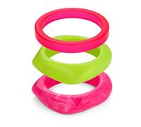 WOWORAMA 3pcs Acrylic Bangle Bracelets Set for Women Colourful Square Chunky Resin Bangles Stack Pink Statement Chunky Acetate Bracelet Trendy Geometric Irregular Plastic Bracelets