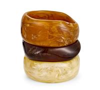 WOWORAMA 3pcs Chunky Acrylic Bangle Bracelets Set for Women Brown Stackable Acetate Resin Bangles Stack Bold Statement Chunky Bracelet Irregular Plastic Bracelets