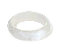 WOWORAMA Chunky Acrylic Resin Bangle Bracelet for Women Glitter White Chunky Bracelets Thick Acrylic Bracelets Trendy Statement Faceted Resin Bangle Geometric Plastic Bracelet