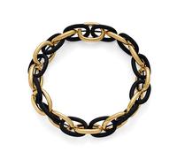 WOWORAMA Chunky Chain Bracelet for Women Men Black Gold Stretch Link Chain Bangle Bracelets Mixed Metal Thick Chunky Link Bracelet Elastic Adjustable Statement Bracelets
