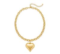 WOWORAMA Chunky Gold Necklace for Women Puffy Chunky Heart Necklaces Gold Statement Necklace Adjustable Heart Pendant Necklaces