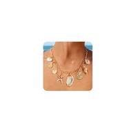 WOWORAMA Chunky Shell Charm Necklace for Women Big Gold Conch Shell Starfish Necklace Boho Large Ocean Seashell Necklaces Mermaid Summer Beach Jewelry